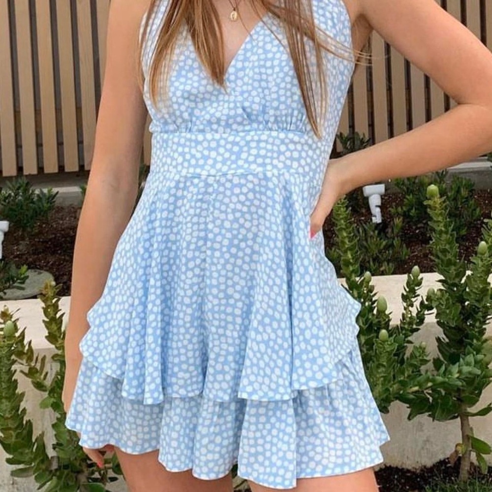 Isabelle’s Cabinet Skylar + Madison Women’s Light Blue Polka Dot Dress